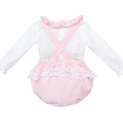 *SALE* Baby Girl Pink Frilly Back Romper with Shirt "MYDC2457"