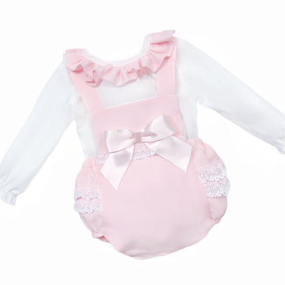 *SALE* Baby Girl Pink Frilly Back Romper with Shirt "MYDC2457"
