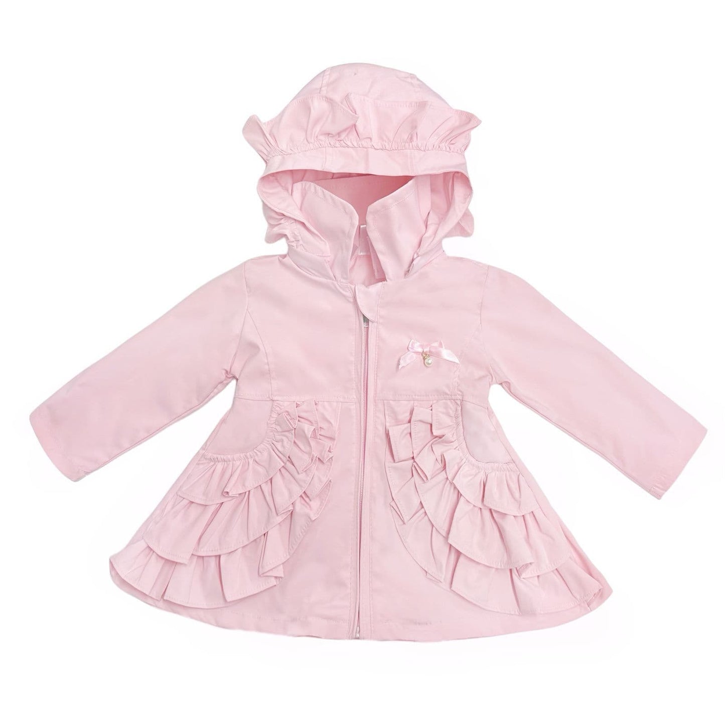 *SALE* Baby Girl Pink Frilly Summer Jacket with Hood "MYD465P"