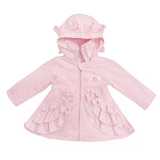 *SALE* Baby Girl Pink Frilly Summer Jacket with Hood "MYD465P"