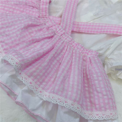*SALE* Baby Girl Pink Gingham Pinafore with Shirt "2365"