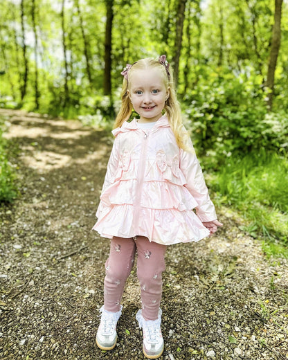 *SALE* Baby Girl Pink Iridescent Frilly Summer Jacket with Hood "MYD463P"