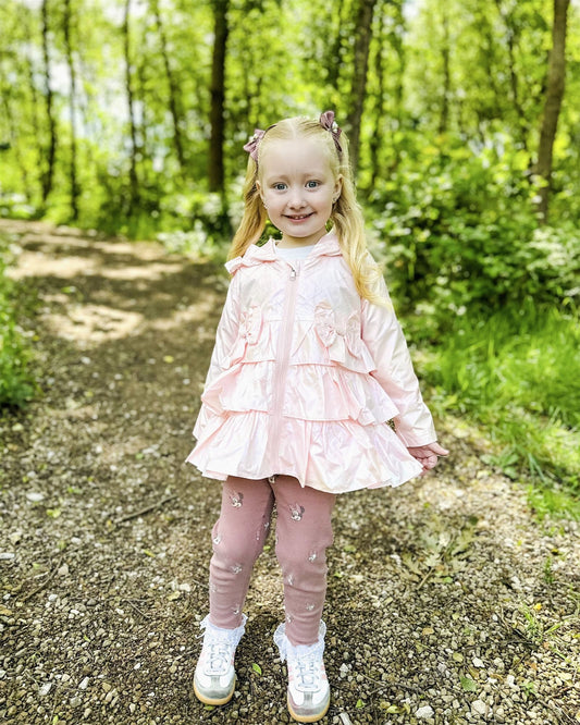 *SALE* Baby Girl Pink Iridescent Frilly Summer Jacket with Hood "MYD463P"