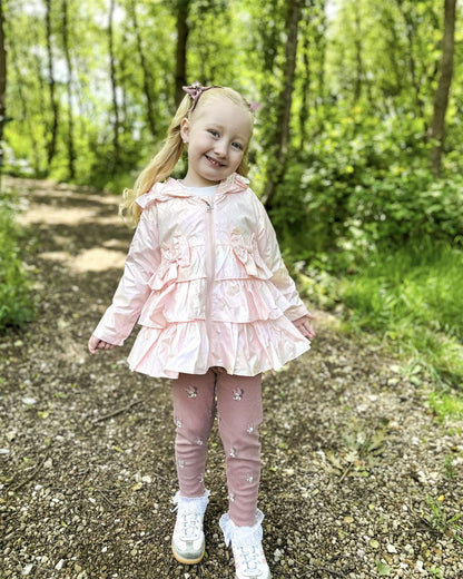 *SALE* Baby Girl Pink Iridescent Frilly Summer Jacket with Hood "MYD463P"