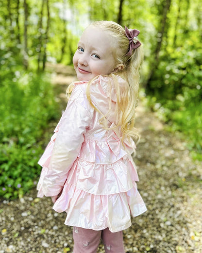 *SALE* Baby Girl Pink Iridescent Frilly Summer Jacket with Hood "MYD463P"