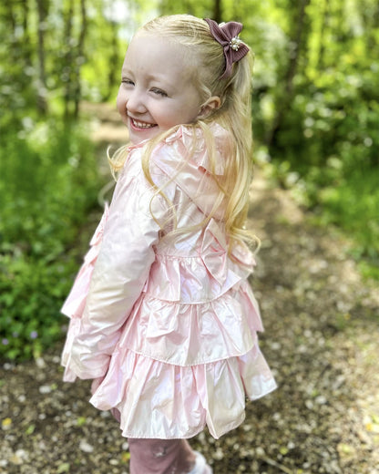 *SALE* Baby Girl Pink Iridescent Frilly Summer Jacket with Hood "MYD463P"
