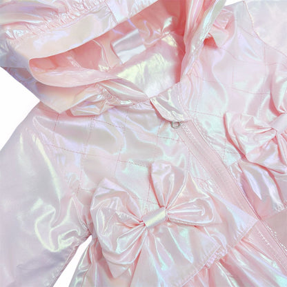 *SALE* Baby Girl Pink Iridescent Frilly Summer Jacket with Hood "MYD463P"