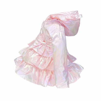 *SALE* Baby Girl Pink Iridescent Frilly Summer Jacket with Hood "MYD463P"