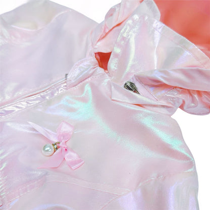 *SALE* Baby Girl Pink Iridescent Frilly Summer Jacket with Hood "MYD466P"