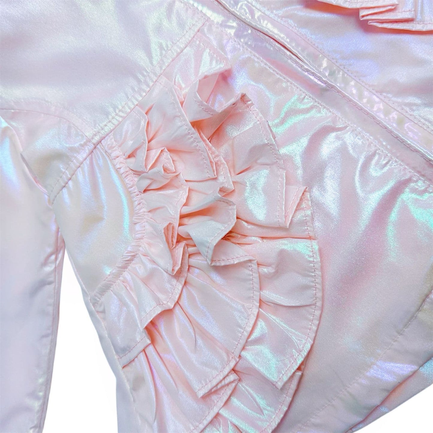 *SALE* Baby Girl Pink Iridescent Frilly Summer Jacket with Hood "MYD466P"
