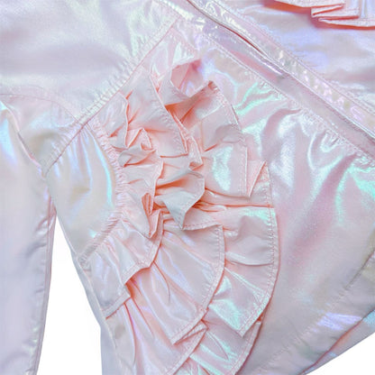 *SALE* Baby Girl Pink Iridescent Frilly Summer Jacket with Hood "MYD466P"
