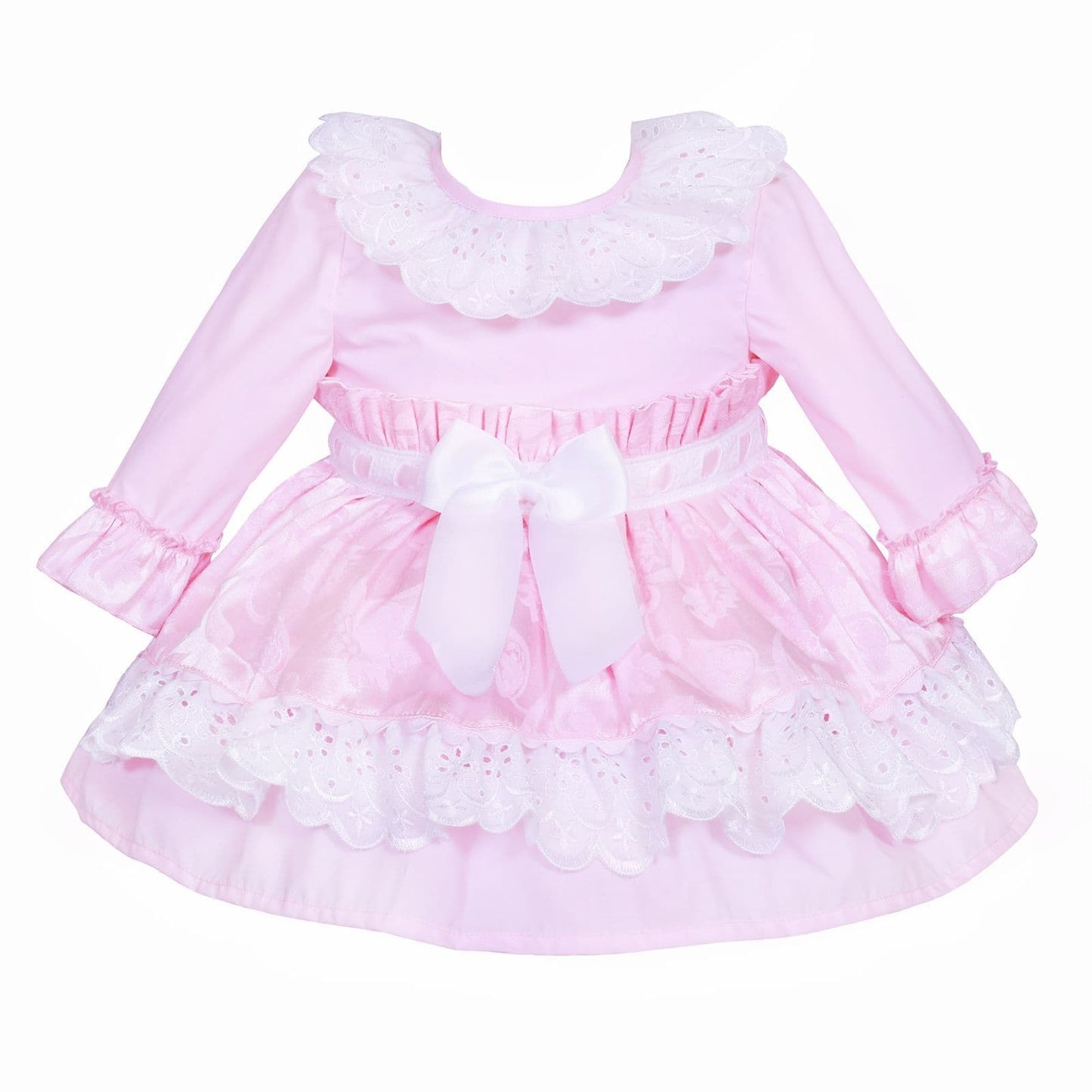 *SALE* Baby Girl Pink Jacquard Lacey Puff Ball Dress "2424"