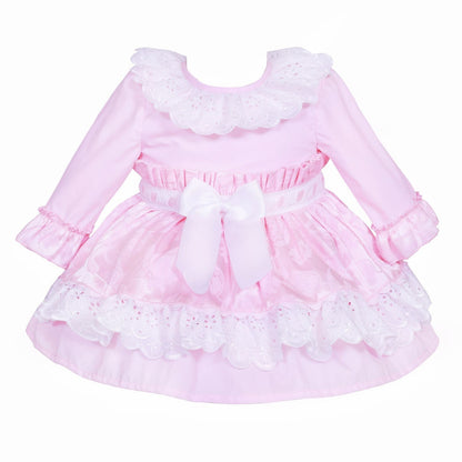 *SALE* Baby Girl Pink Jacquard Lacey Puff Ball Dress "2424"