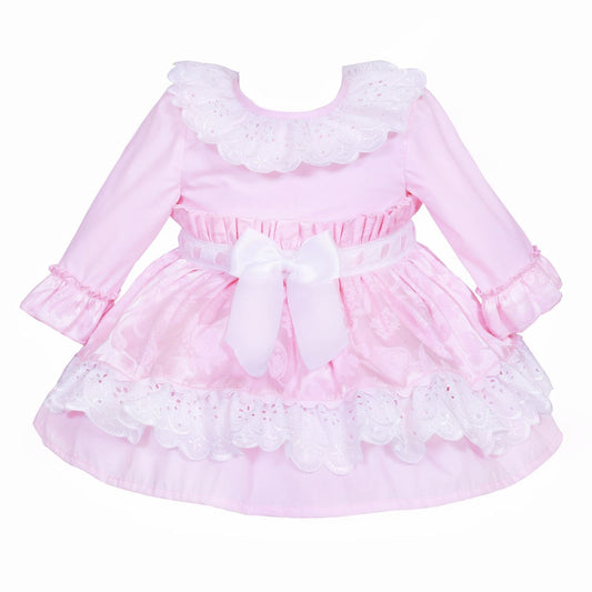 *SALE* Baby Girl Pink Jacquard Lacey Puff Ball Dress "2424"