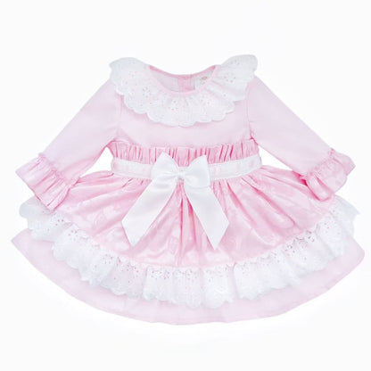 *SALE* Baby Girl Pink Jacquard Lacey Puff Ball Dress "2424"