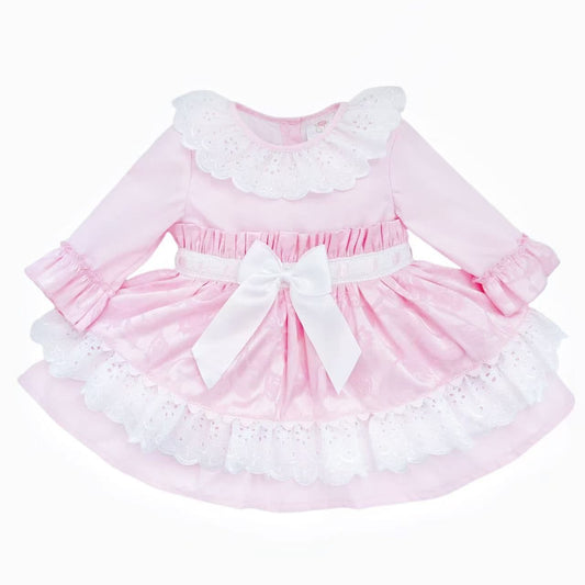 *SALE* Baby Girl Pink Jacquard Lacey Puff Ball Dress "2424"