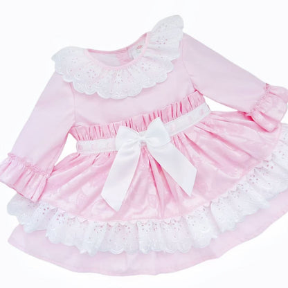 *SALE* Baby Girl Pink Jacquard Lacey Puff Ball Dress "2424"