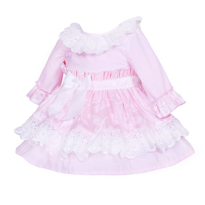 *SALE* Baby Girl Pink Jacquard Lacey Puff Ball Dress "2424"