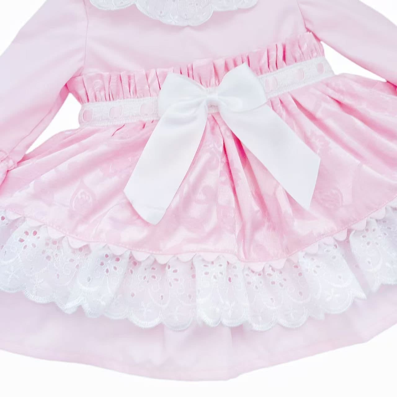 *SALE* Baby Girl Pink Jacquard Lacey Puff Ball Dress "2424"