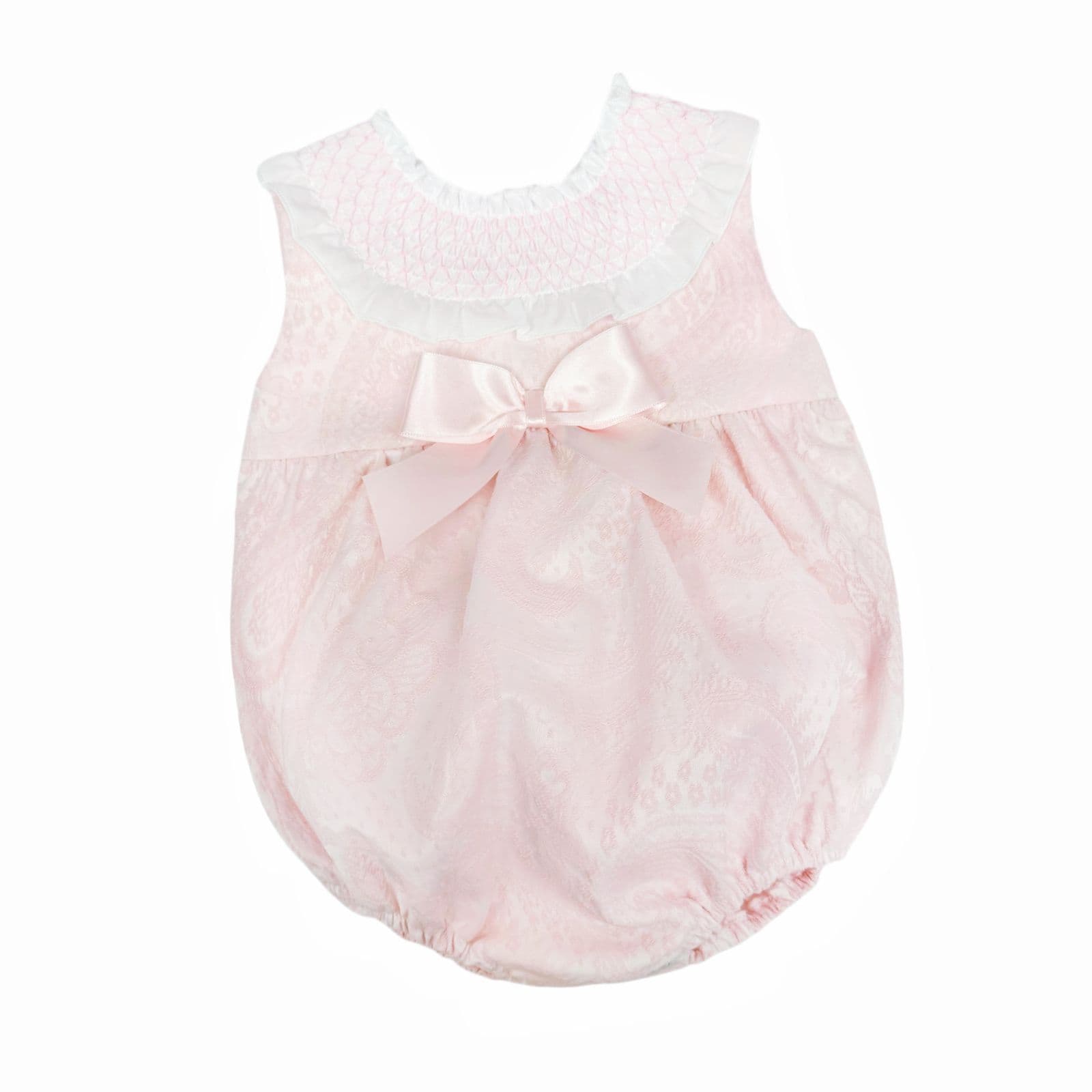 *SALE* Baby Girl Pink Jacquard Smocked Romper "MYD2477"