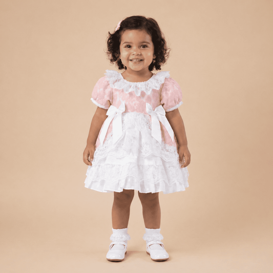 *SALE* Baby Girl Pink Lace Puff Ball Dress "2409 Pink"