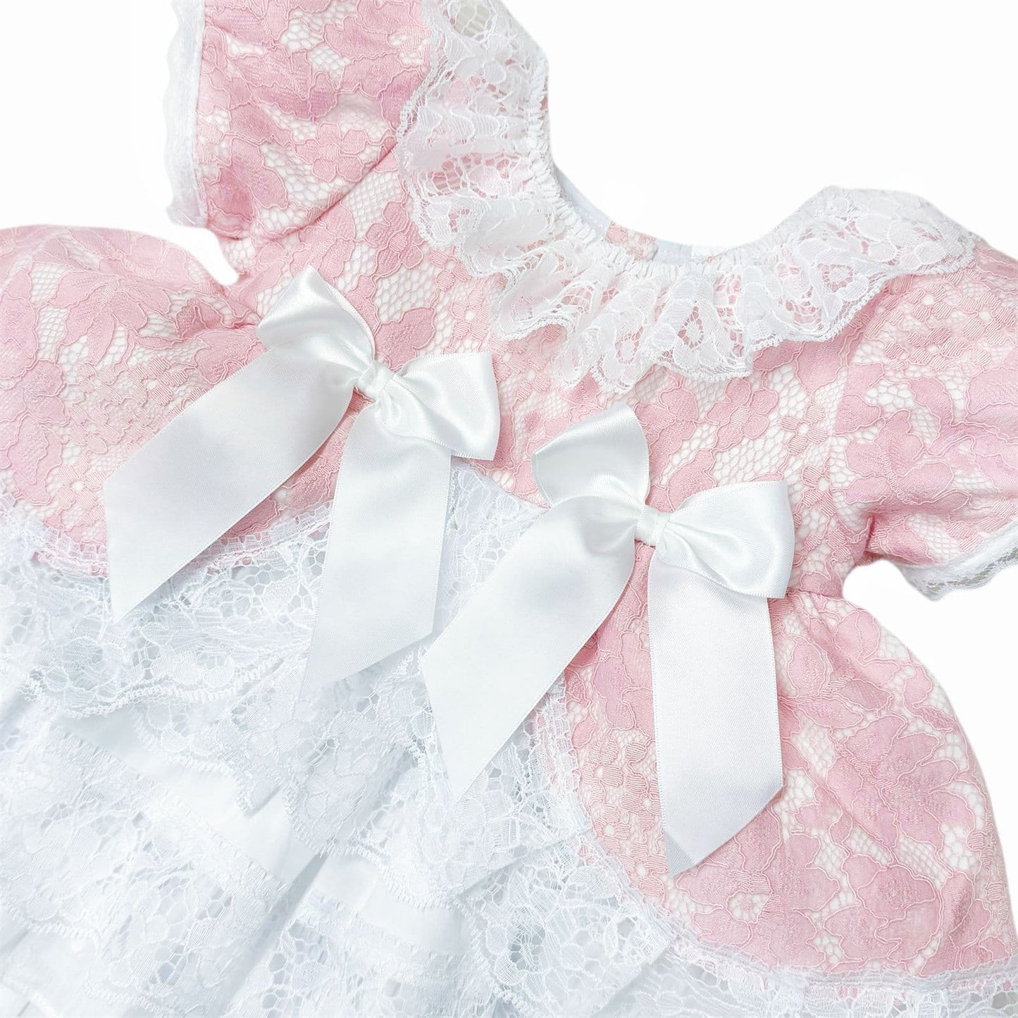 *SALE* Baby Girl Pink Lace Puff Ball Dress "2409 Pink"
