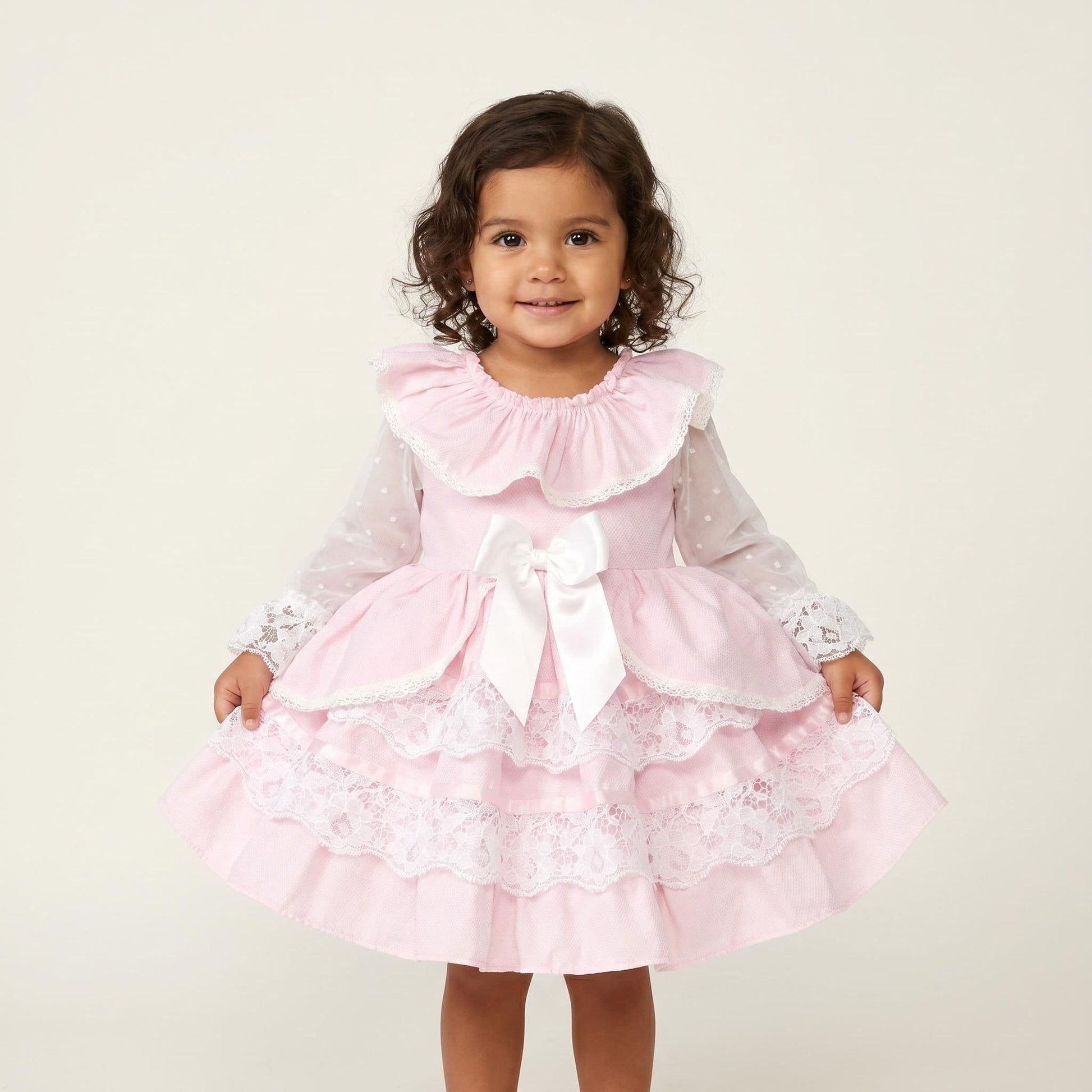 *SALE* Baby Girl Pink Lace Puff Ball Dress "2410 Pink"