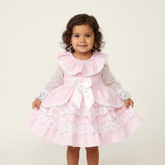 *SALE* Baby Girl Pink Lace Puff Ball Dress "2410 Pink"