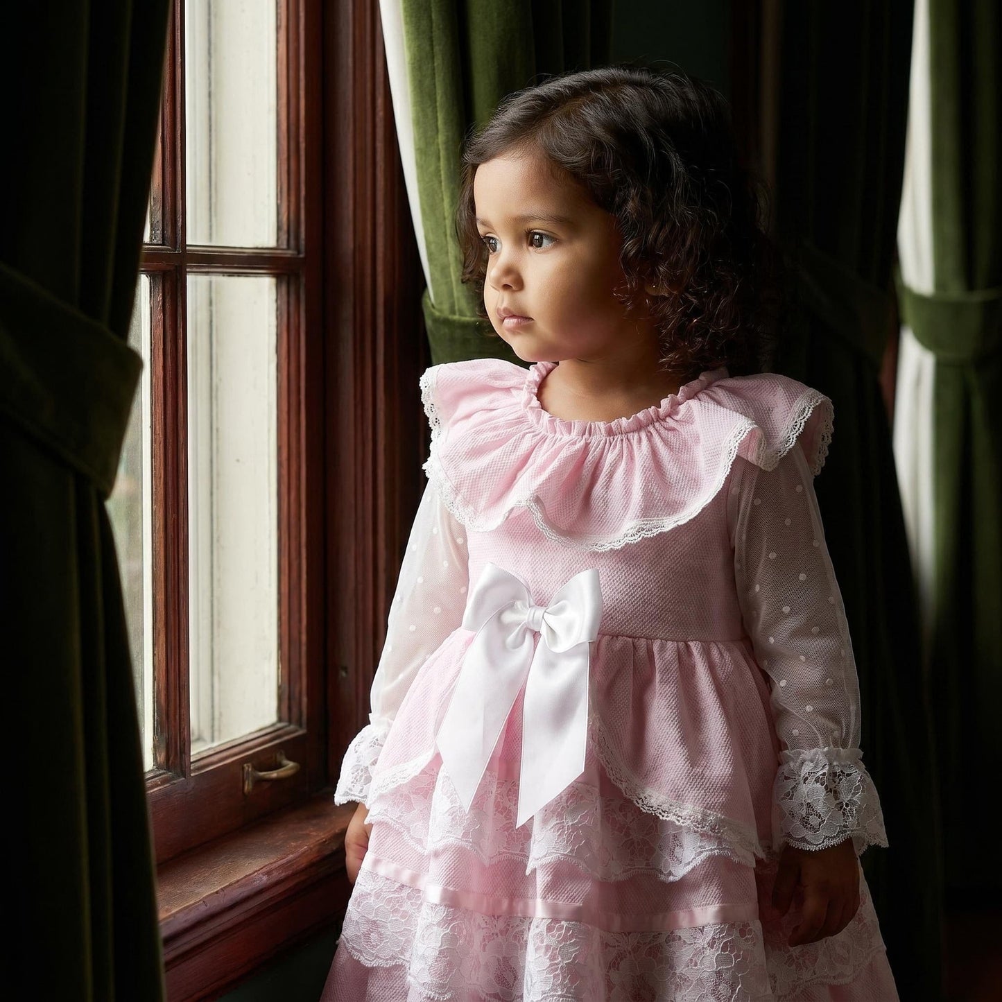 *SALE* Baby Girl Pink Lace Puff Ball Dress "2410 Pink"