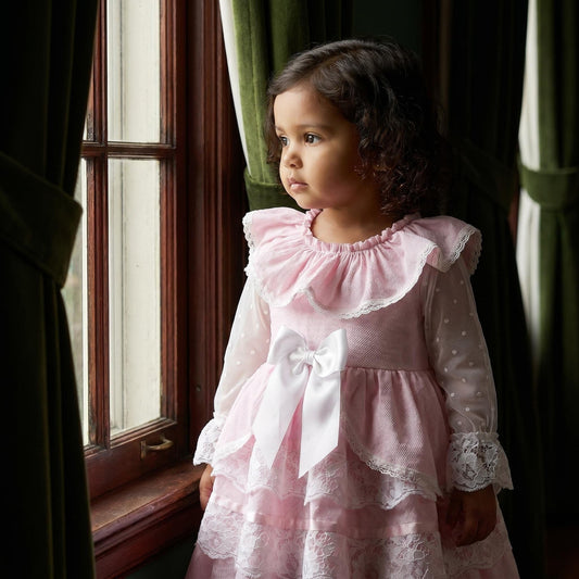 *SALE* Baby Girl Pink Lace Puff Ball Dress "2410 Pink"