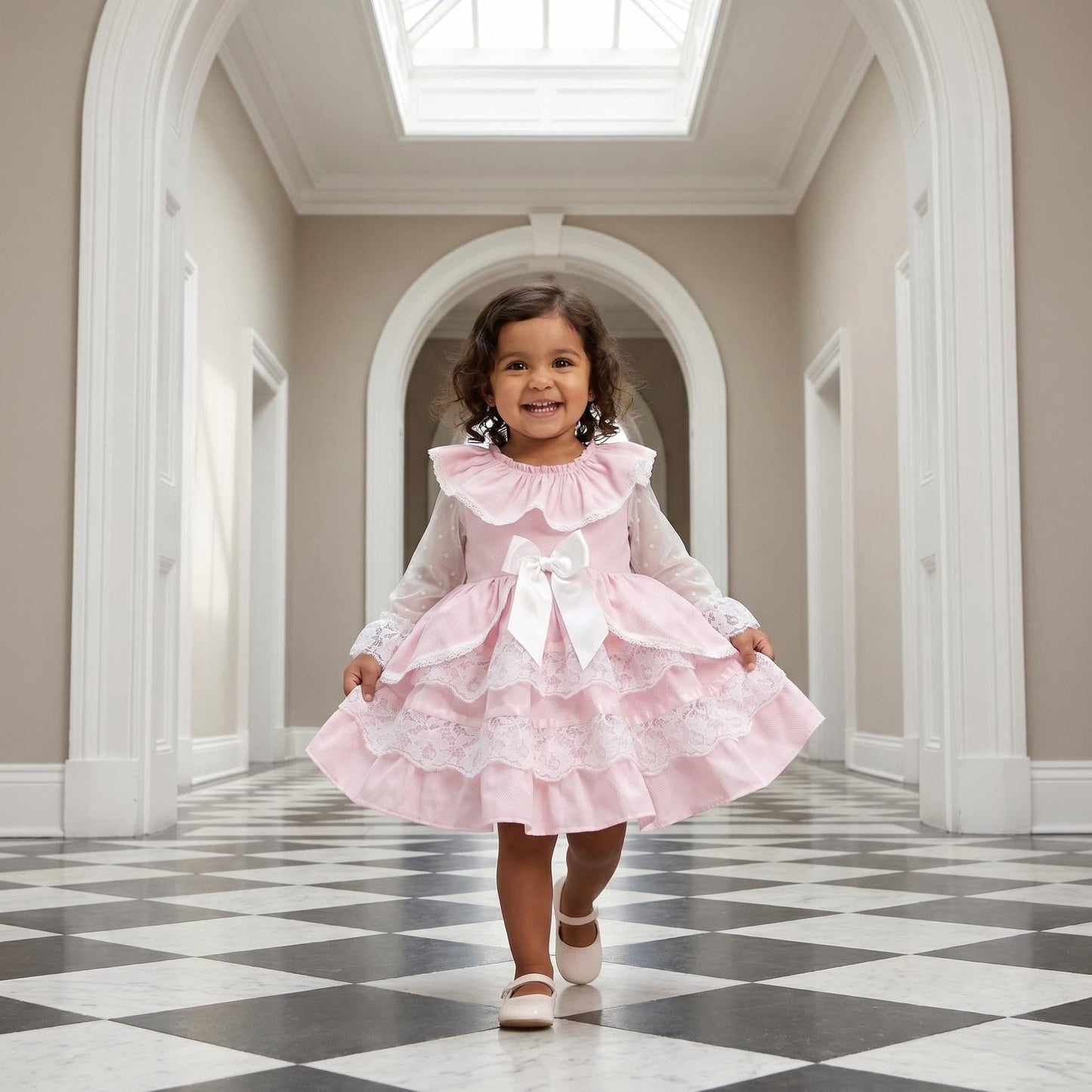 *SALE* Baby Girl Pink Lace Puff Ball Dress "2410 Pink"