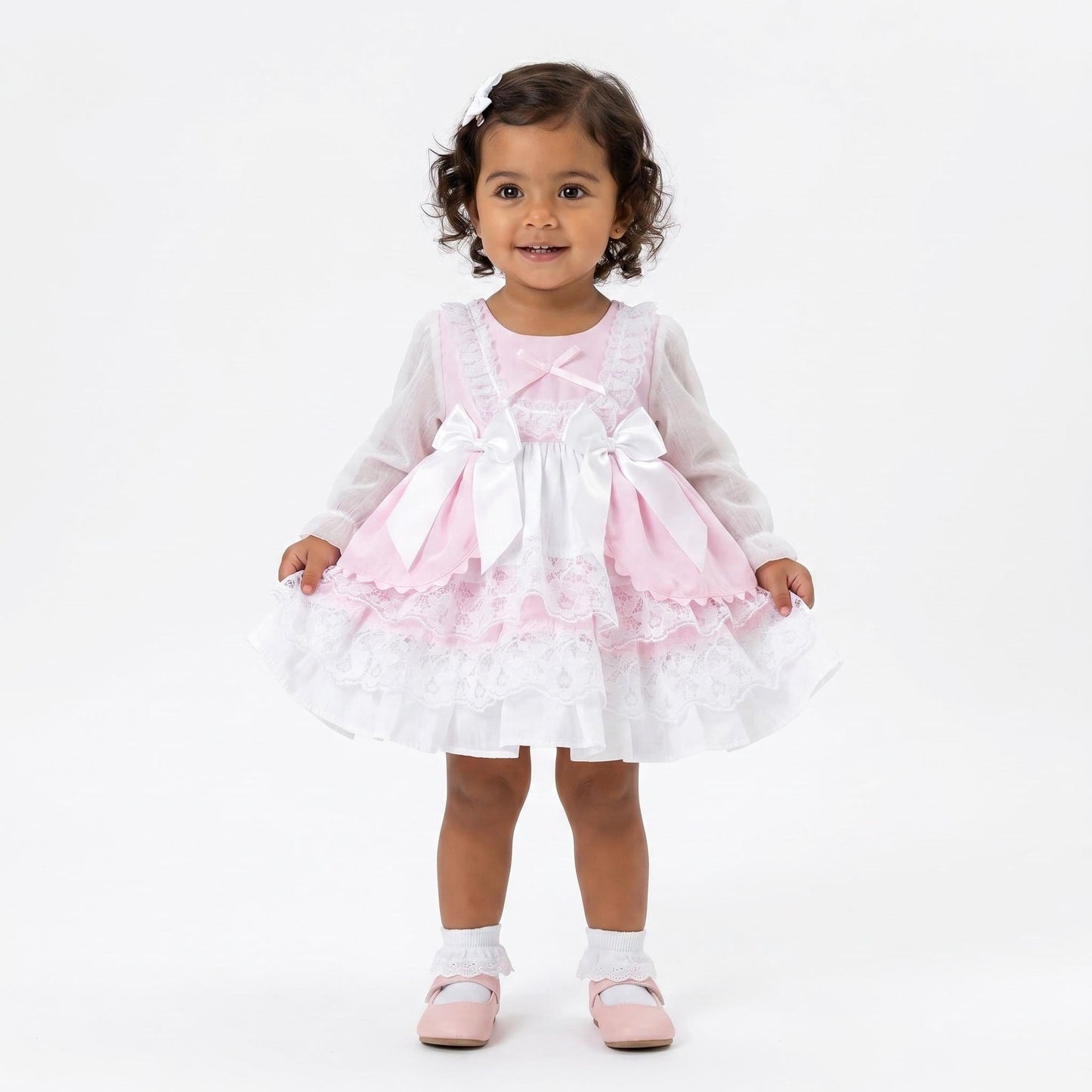 *SALE* Baby Girl Pink Lacey Puff Ball Dress "2412 Pink"