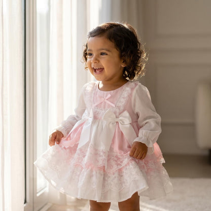 *SALE* Baby Girl Pink Lacey Puff Ball Dress "2412 Pink"