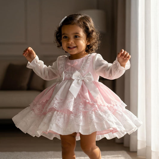 *SALE* Baby Girl Pink Lacey Puff Ball Dress "2412 Pink"