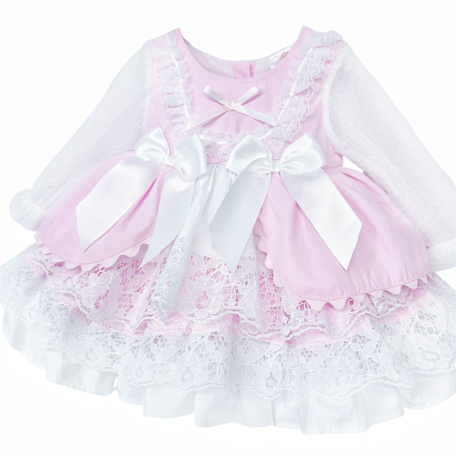 *SALE* Baby Girl Pink Lacey Puff Ball Dress "2412 Pink"