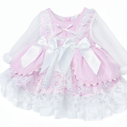 *SALE* Baby Girl Pink Lacey Puff Ball Dress "2412 Pink"
