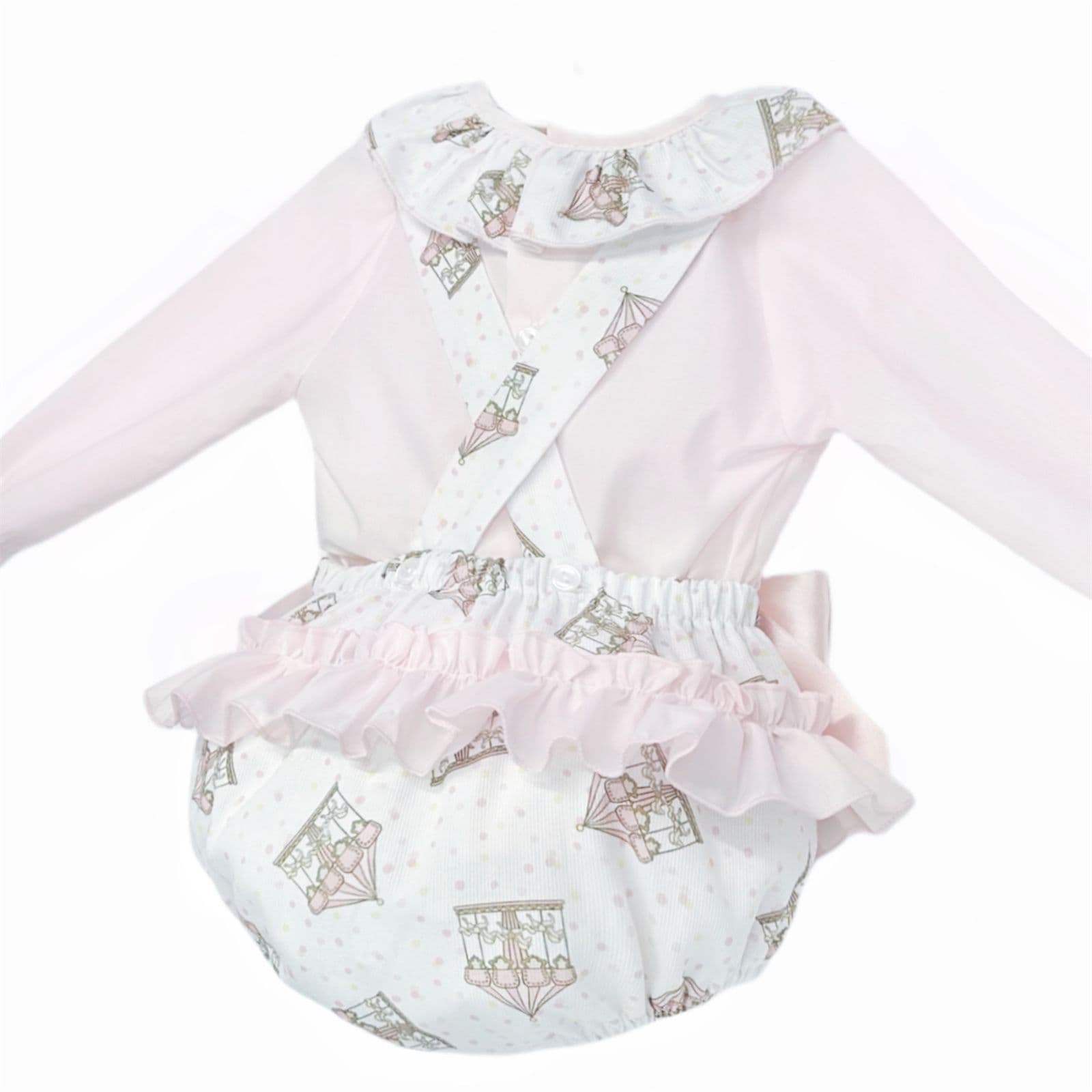 *SALE* Baby Girl Pink Print Frilly Bottom Romper with Shirt "MYD25211"
