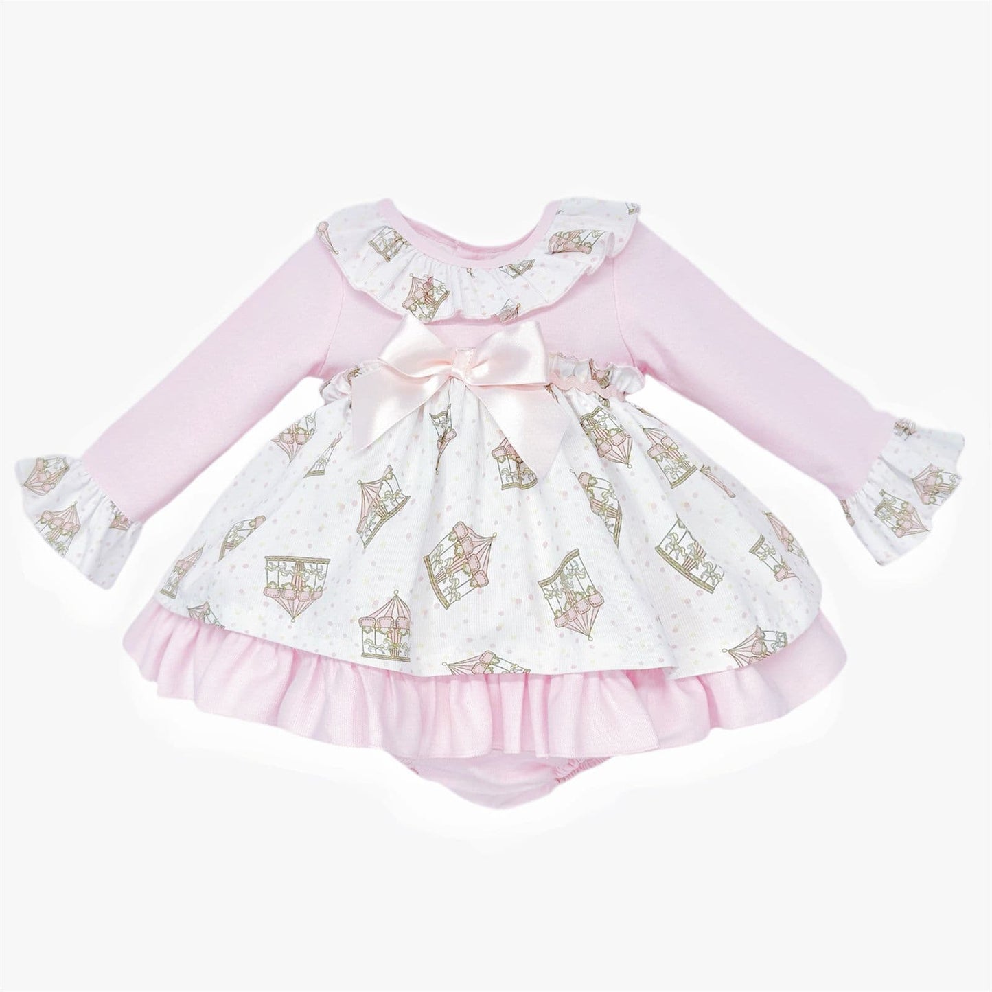 *SALE* Baby Girl Pink Print Puff Ball Dress with Pants "MYD25210"