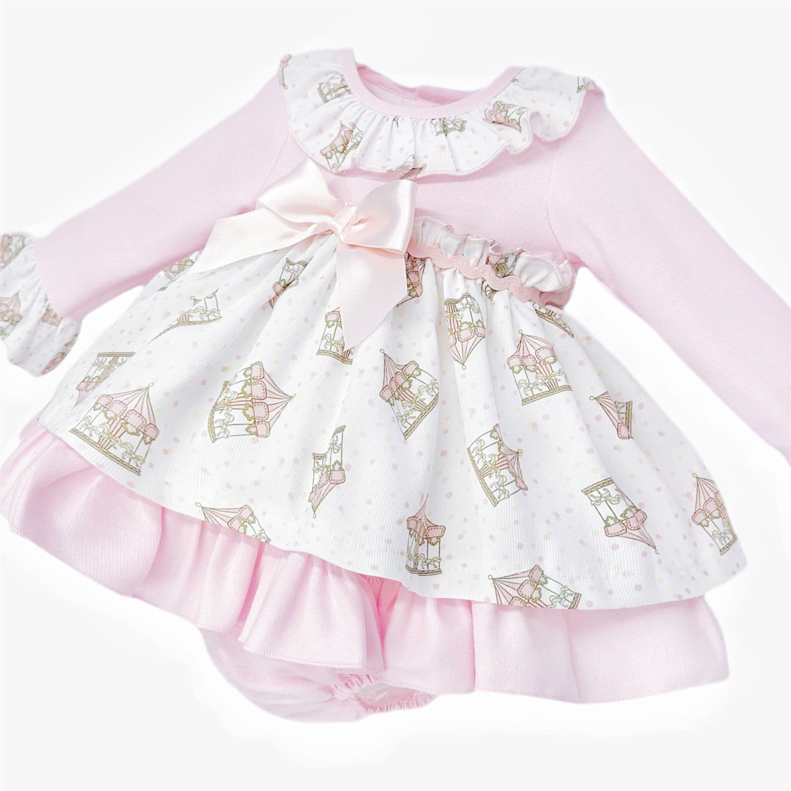 *SALE* Baby Girl Pink Print Puff Ball Dress with Pants "MYD25210"