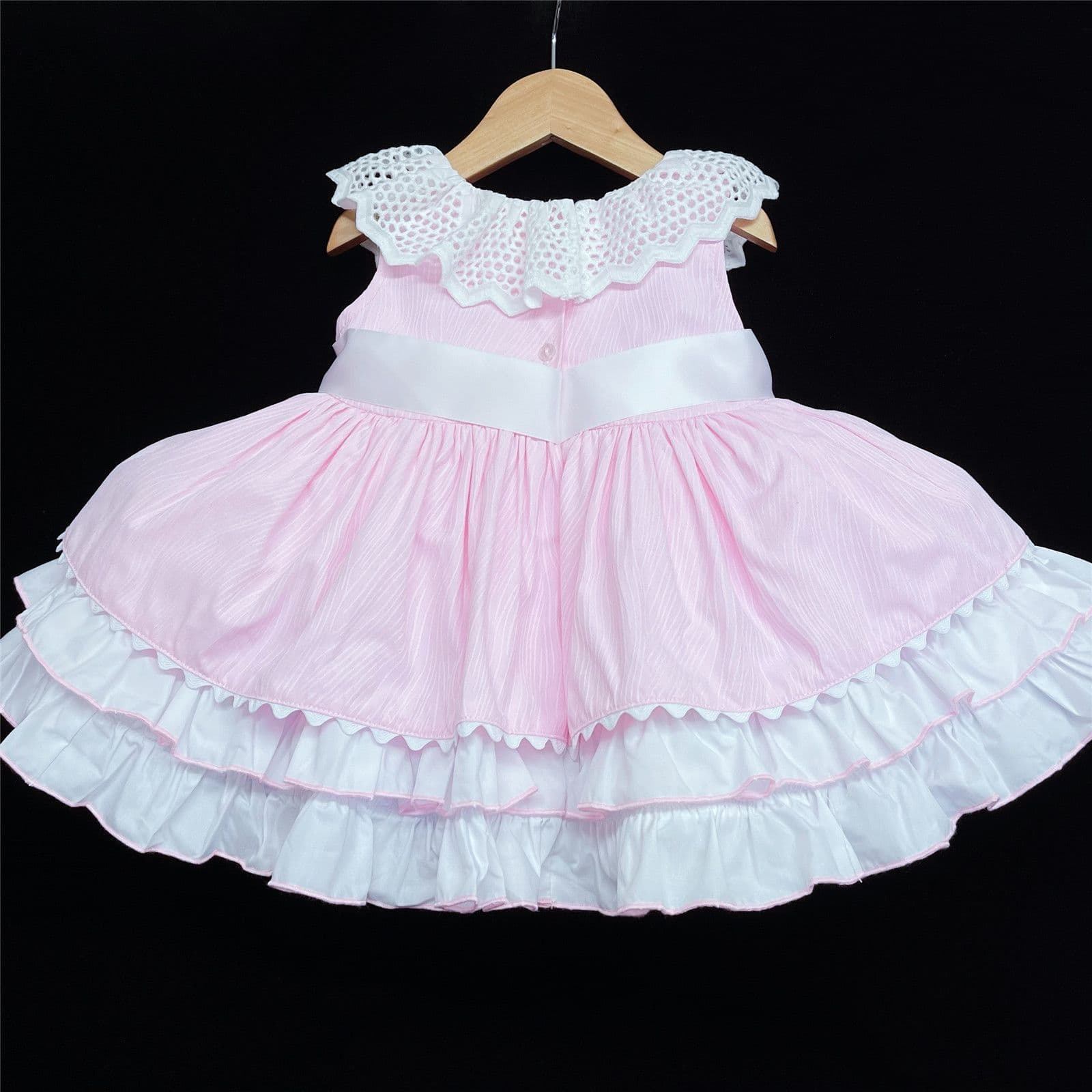 *SALE* Baby Girl Pink Puff Ball Summer Dress Big Collar Satin Bows "2157 Pink"