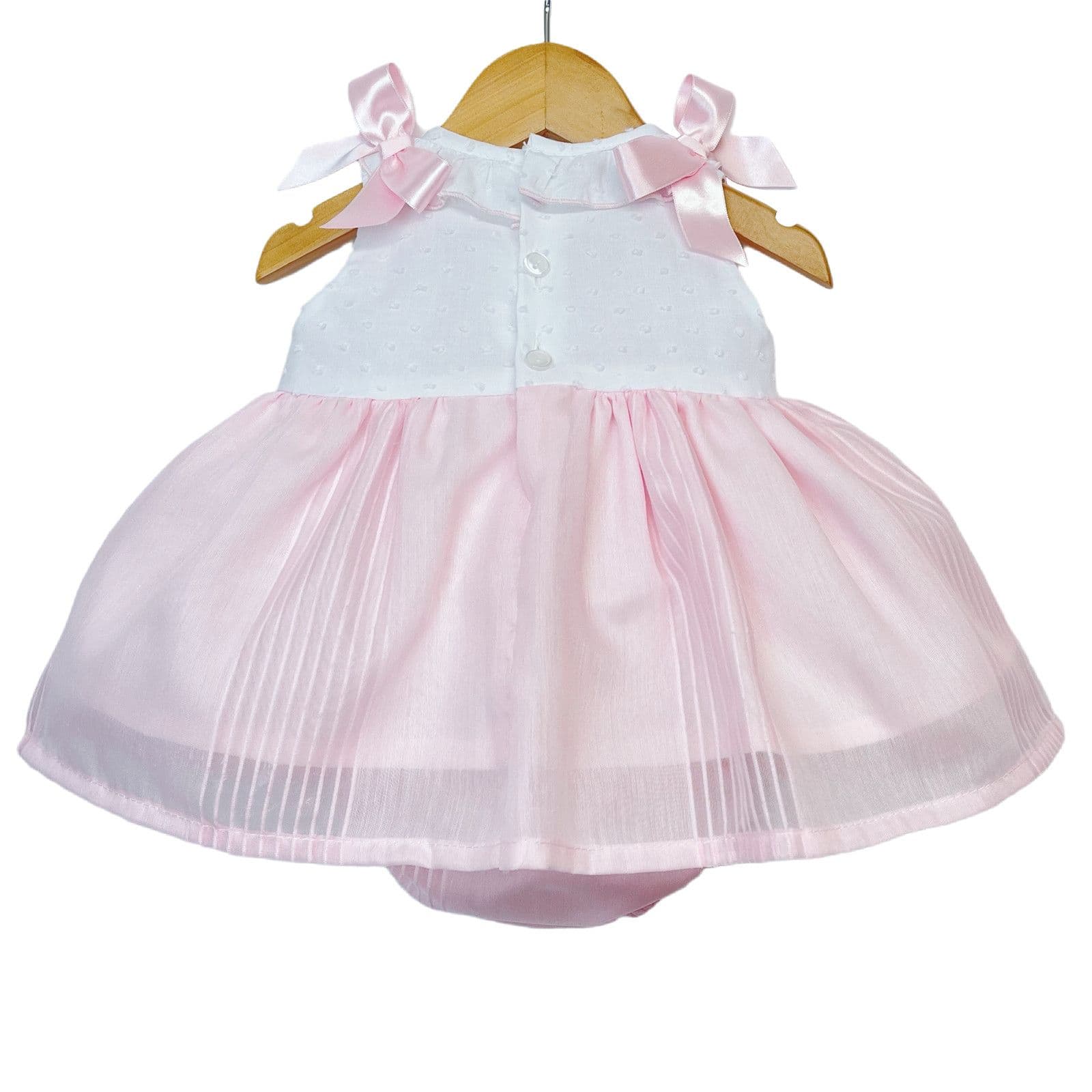 *SALE* Baby Girl Pink Puff Dress with Pants Satin Bows "MYD2204 Pink"