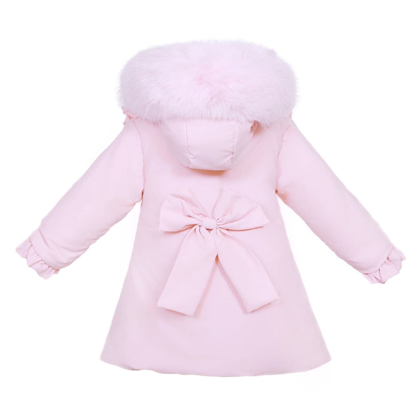 *SALE* Baby Girl Pink Puffer Coat with Faux Fur Hood "MYD411P"
