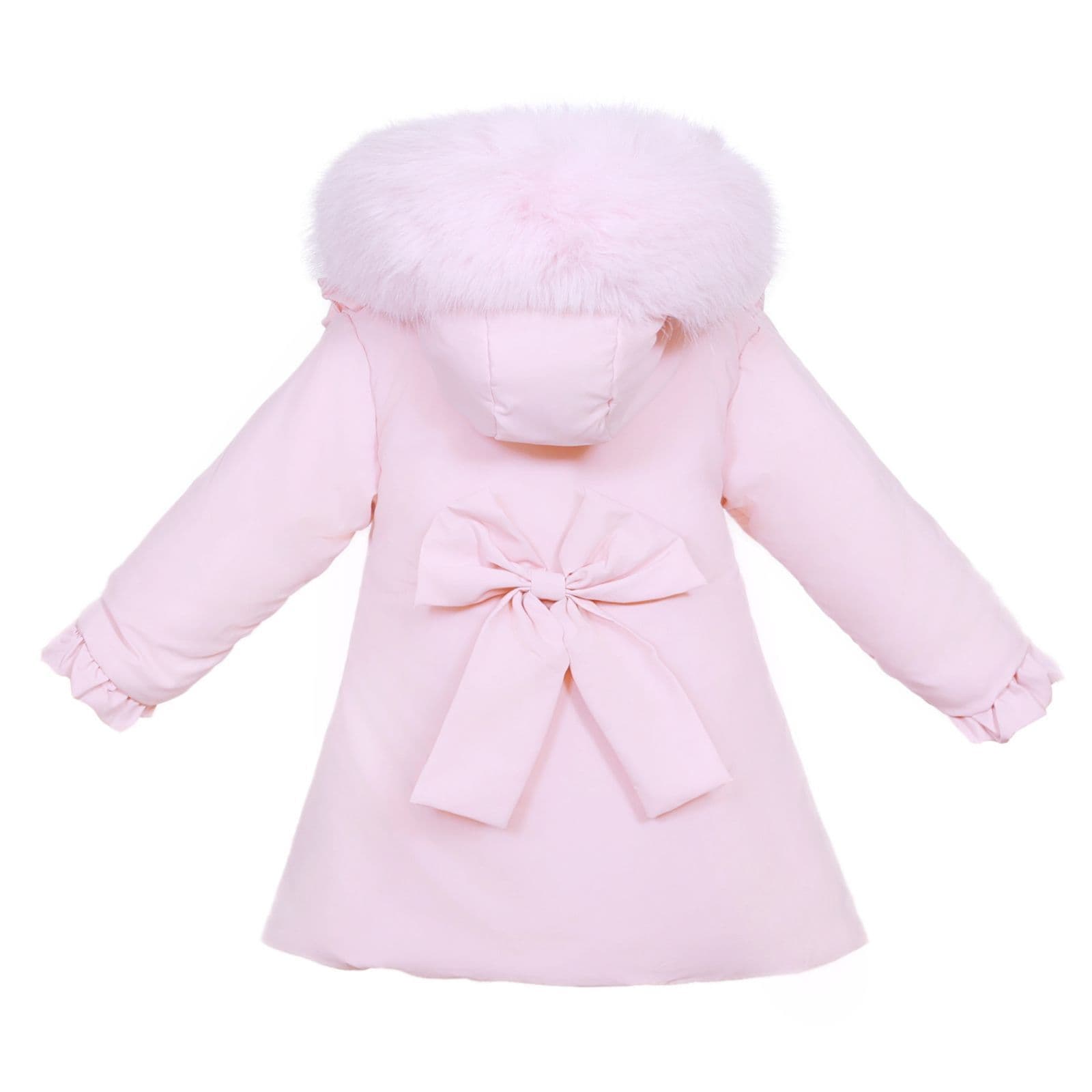 *SALE* Baby Girl Pink Puffer Coat with Faux Fur Hood "MYD411P"