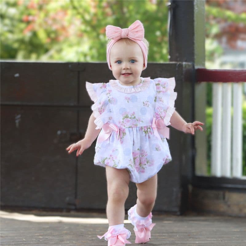 *SALE* Baby Girl Pink Rose Frilly Romper "MYD2238"