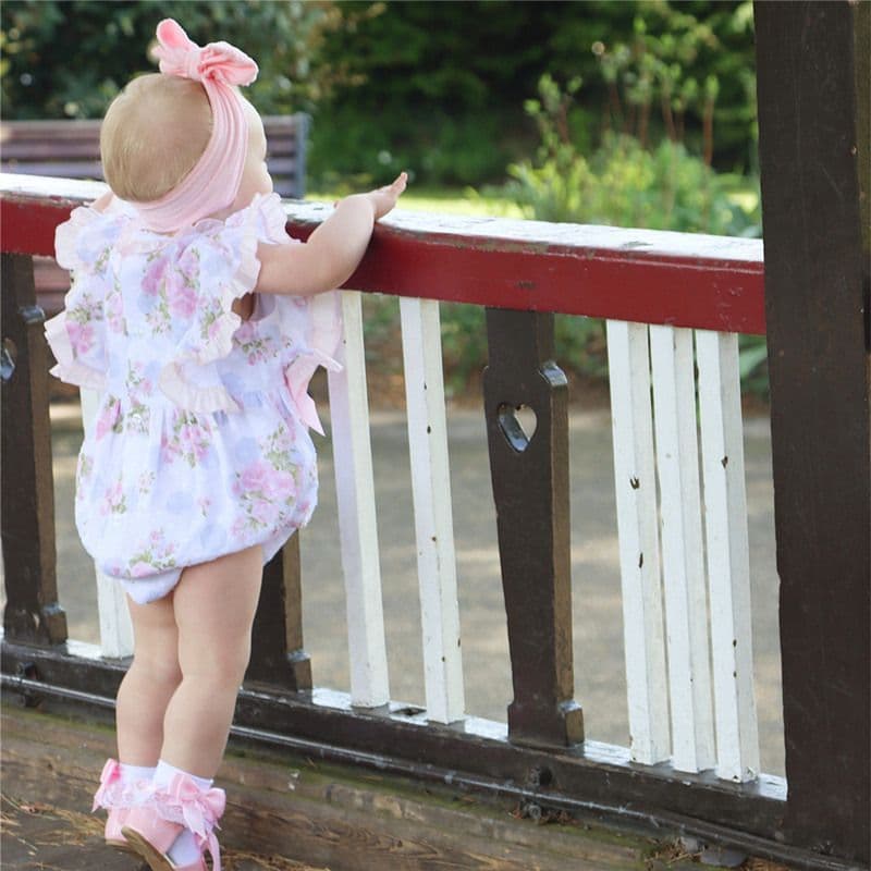 *SALE* Baby Girl Pink Rose Frilly Romper "MYD2238"