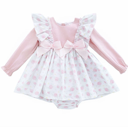 *SALE* Baby Girl Pink Rose Frilly Shoulder Dress with Pants "MYD25221"
