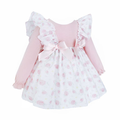 *SALE* Baby Girl Pink Rose Frilly Shoulder Dress with Pants "MYD25221"