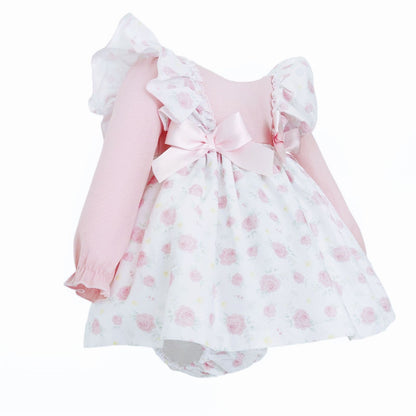 *SALE* Baby Girl Pink Rose Frilly Shoulder Dress with Pants "MYD25221"