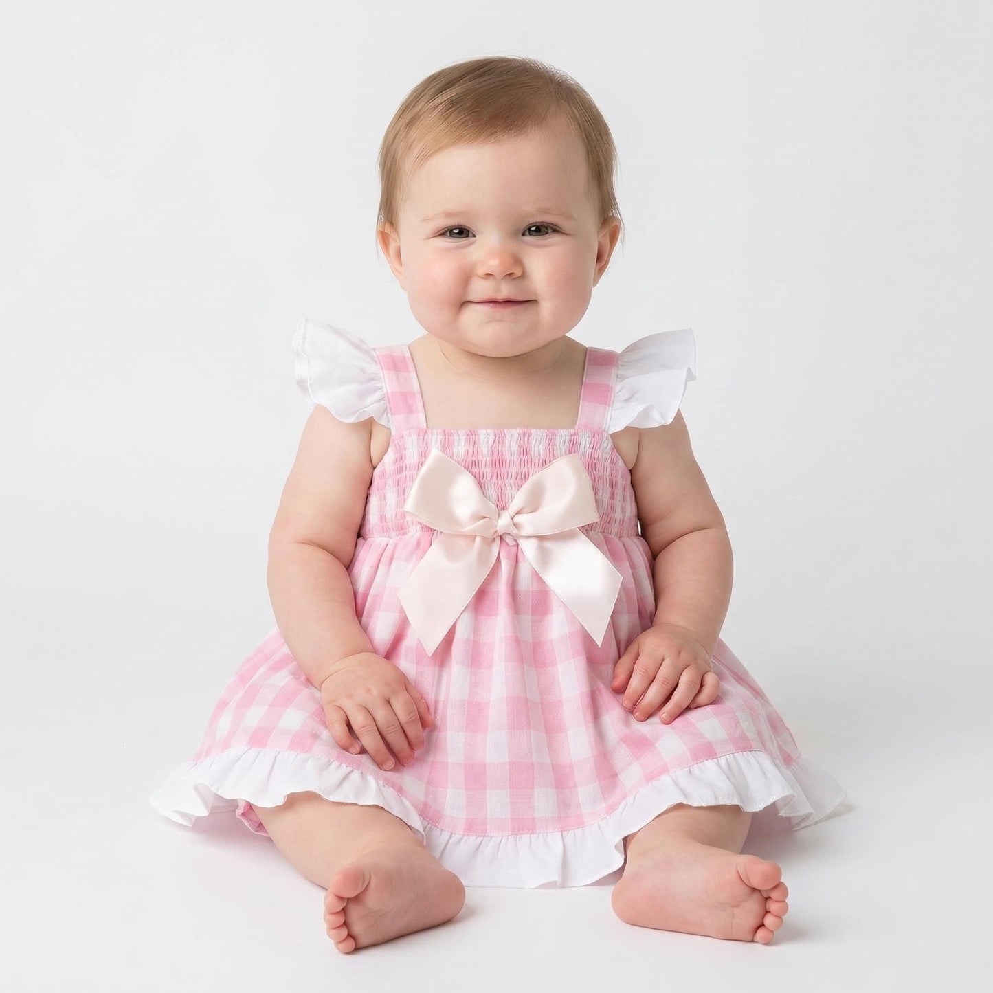 *SALE* Baby Girl Pink Smocked Sun Dress with Knickers "MYD2430P"