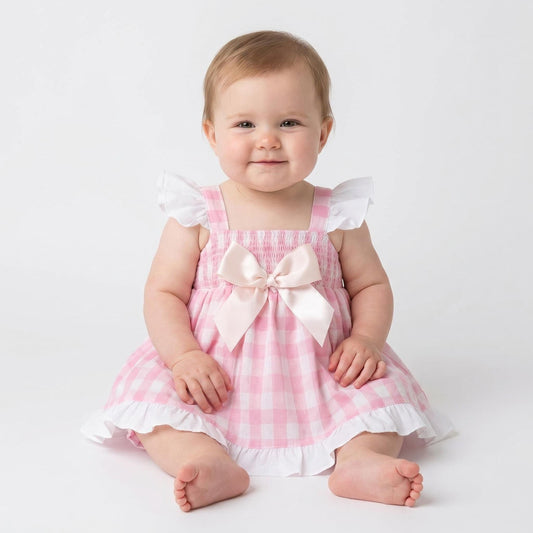 *SALE* Baby Girl Pink Smocked Sun Dress with Knickers "MYD2430P"